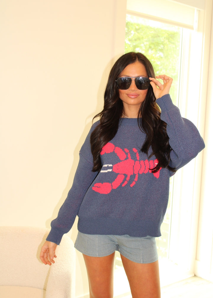 Lobster Knit Sweater-Navy