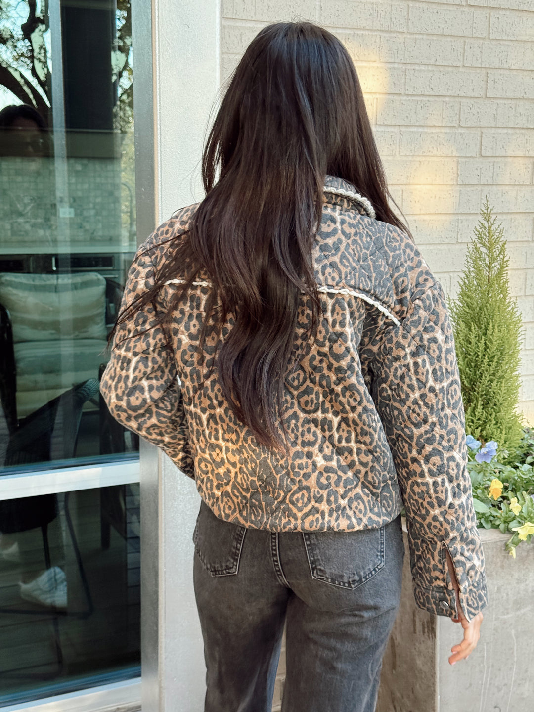 Quilted Leopard Jacket-Taupe