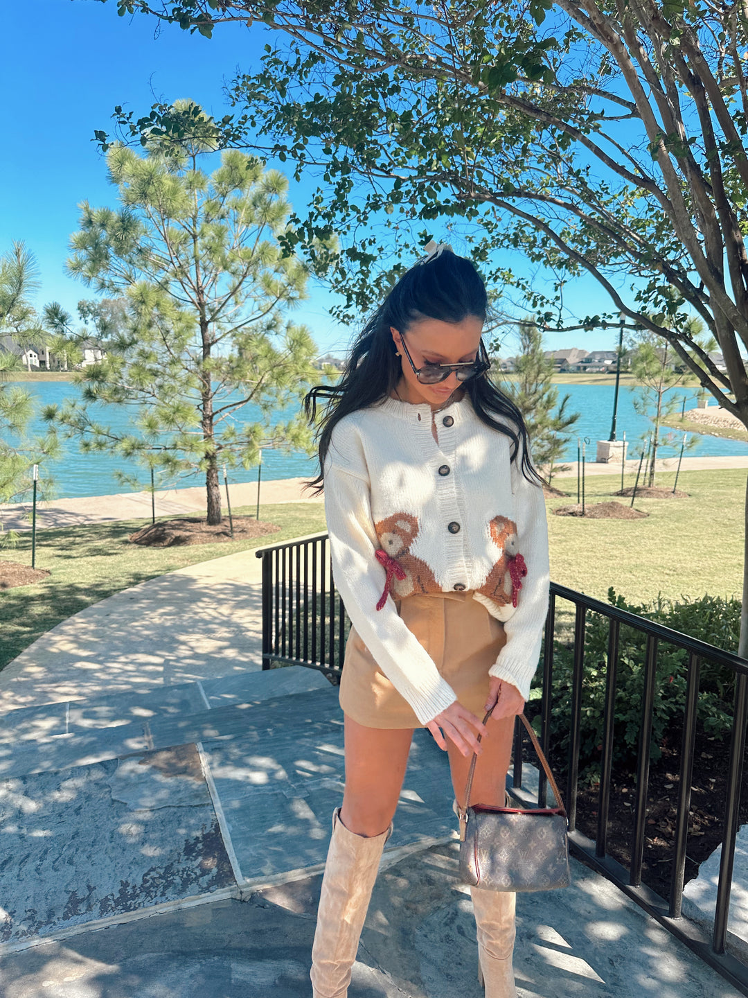 Teddy Bear Cardigan -cream/white