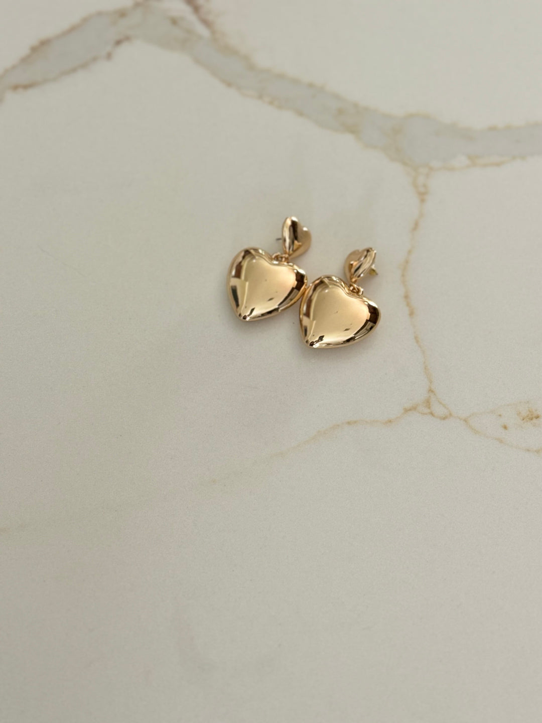 Gold Puff Heart Earrings