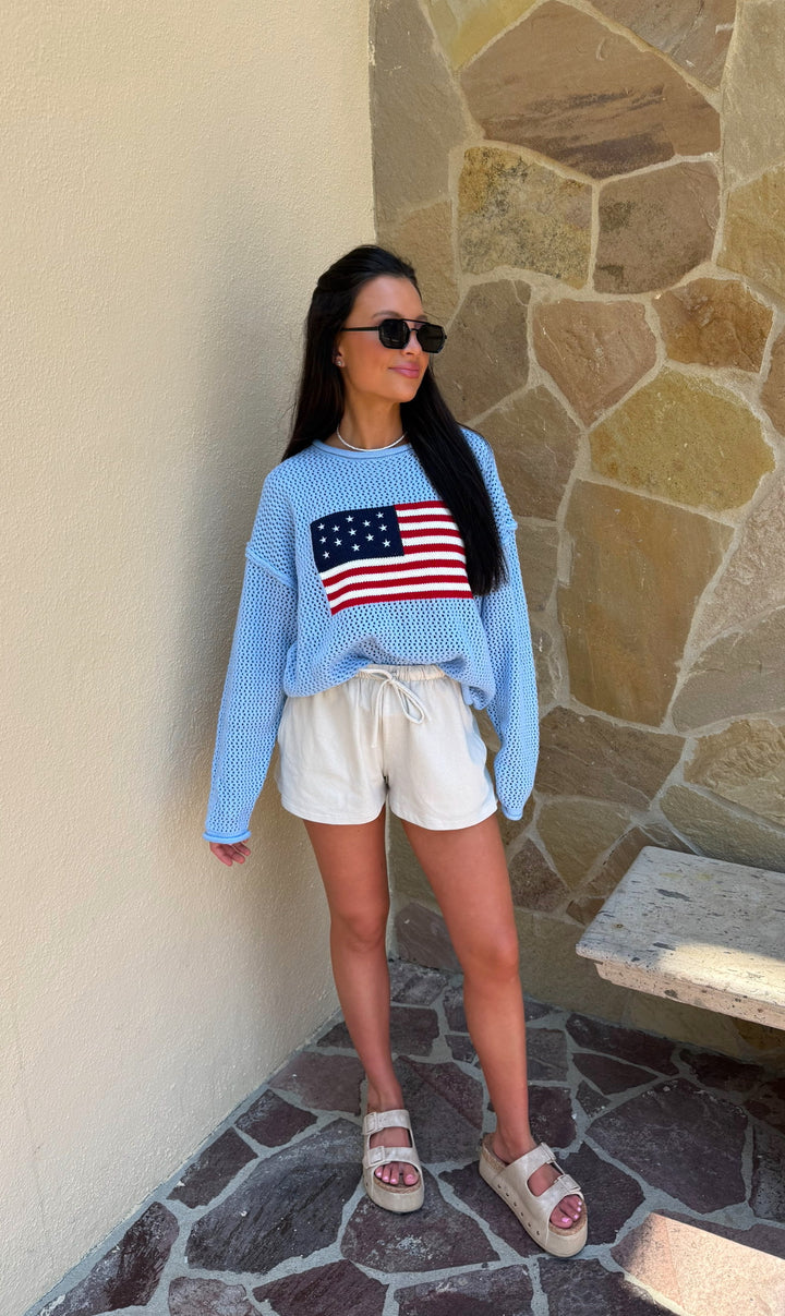 Home Of The Free Sweater-Powder Blue or Navy