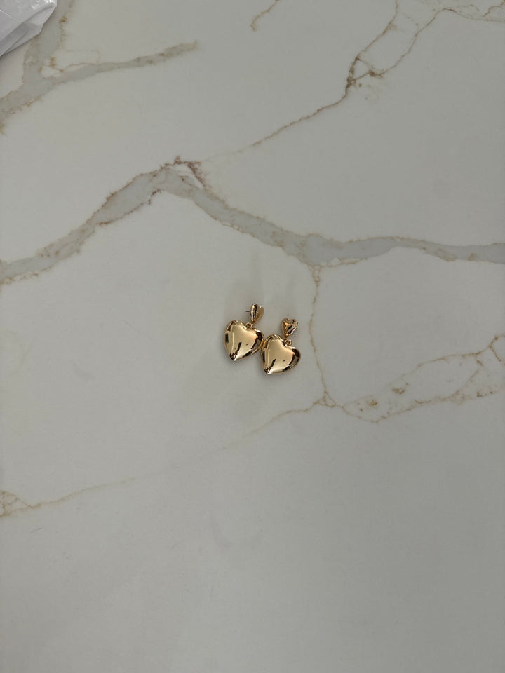 Gold Puff Heart Earrings