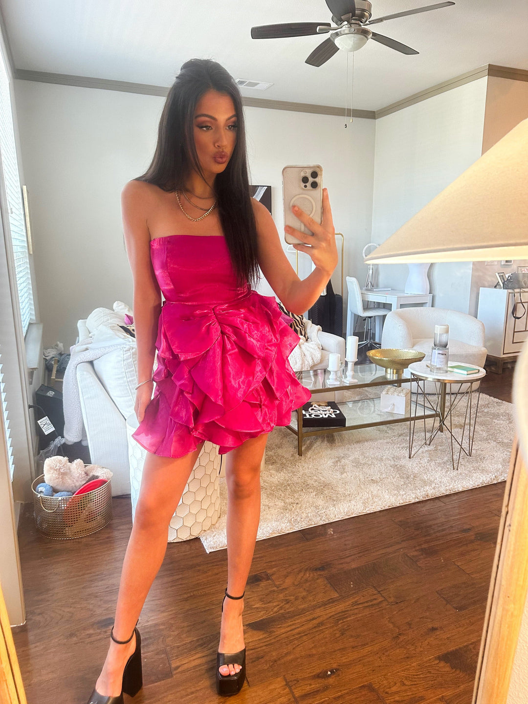 satin bow mini dress ASTR Kinsey Satin Bow Mini Dress
