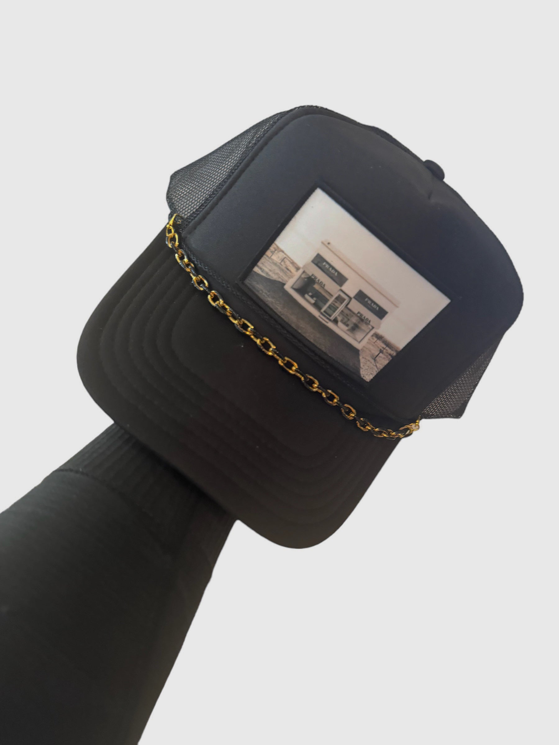Prada Marfa Black Trucker Hat Chain PREORDER – Off The Wall Fashions