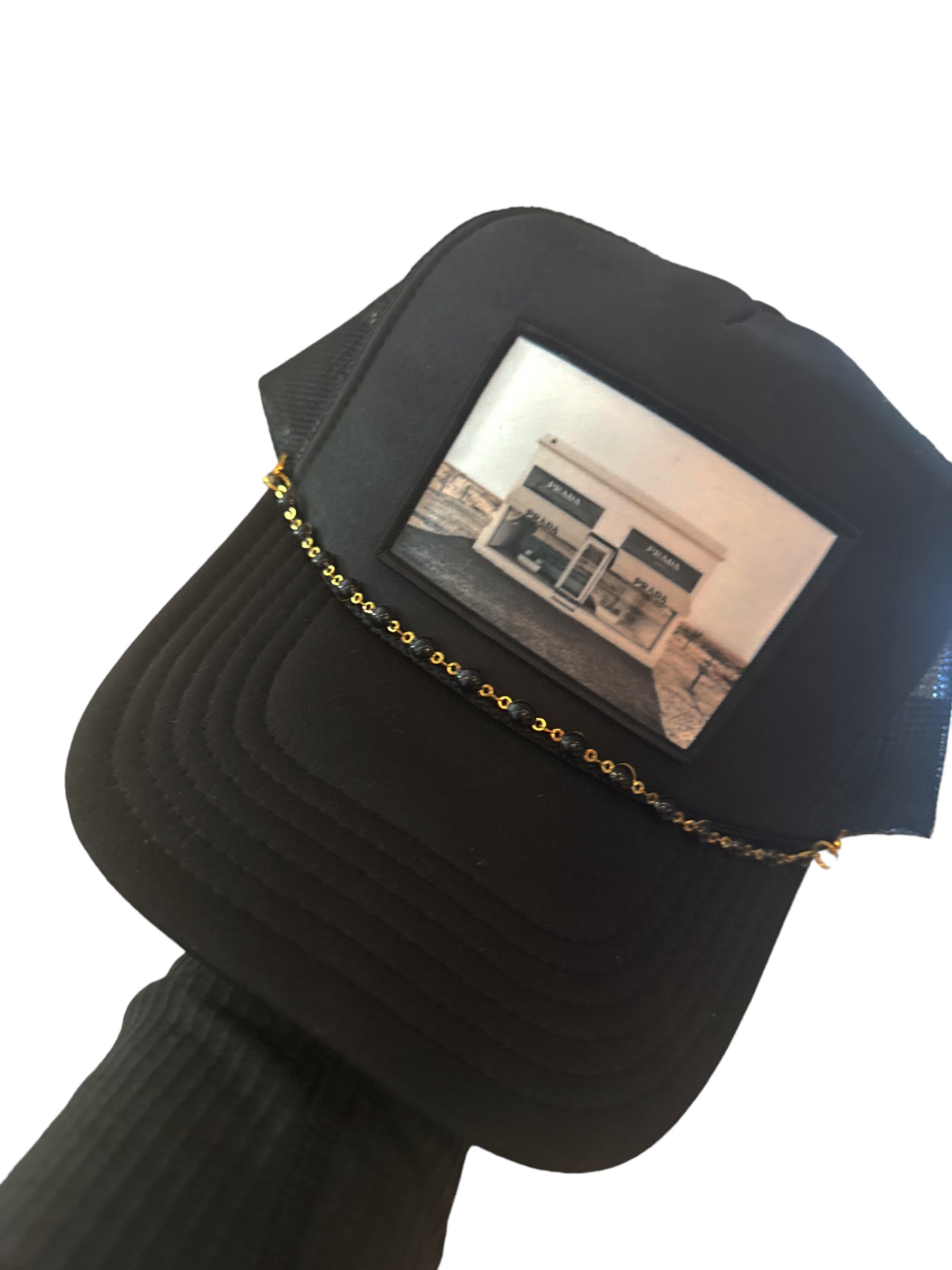 Prada Marfa Black Trucker Hat Chain PREORDER – Off The Wall Fashions