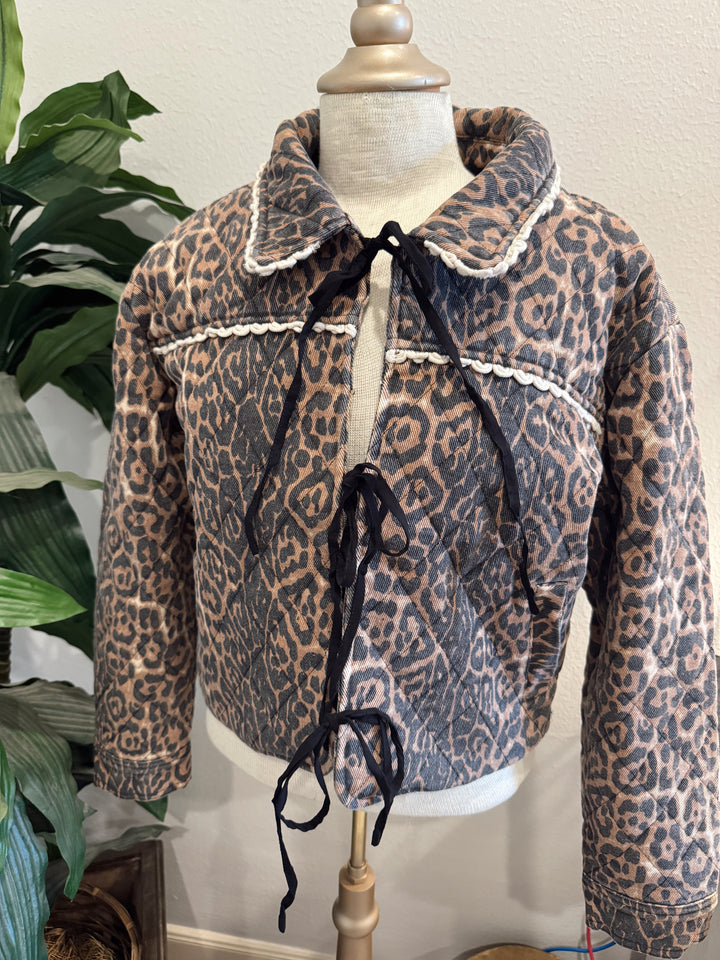 Quilted Leopard Jacket-Taupe