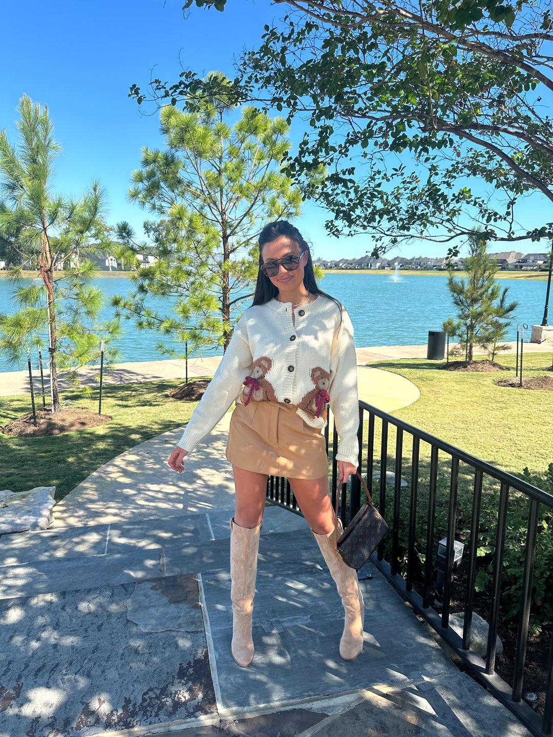 Teddy Bear Cardigan -cream/white