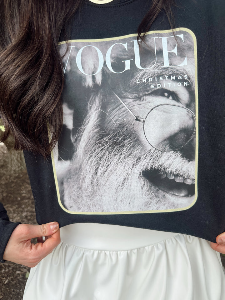 Vogue Santa Sweatshirt-Black/Red