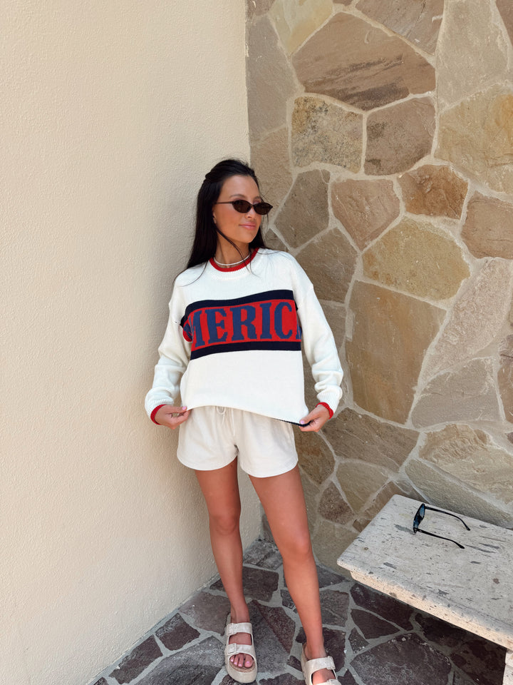 AMERICA Crew neck Sweater-White