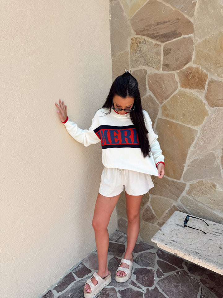 AMERICA Crew neck Sweater-White