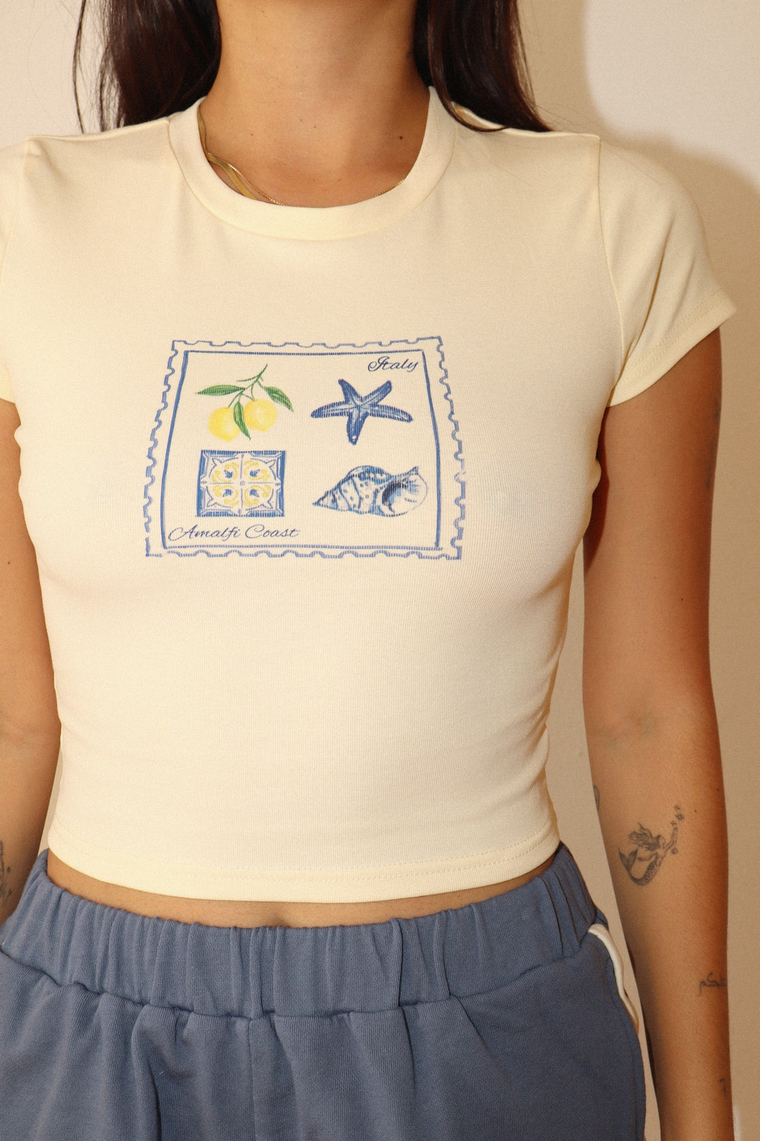 Postcards From Amafi Tee-Custard