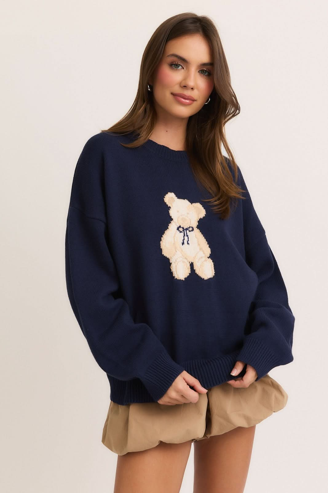 Beary Cute Sweater-Navy