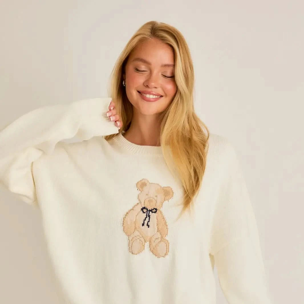 Beary Cute Sweater -Ivory