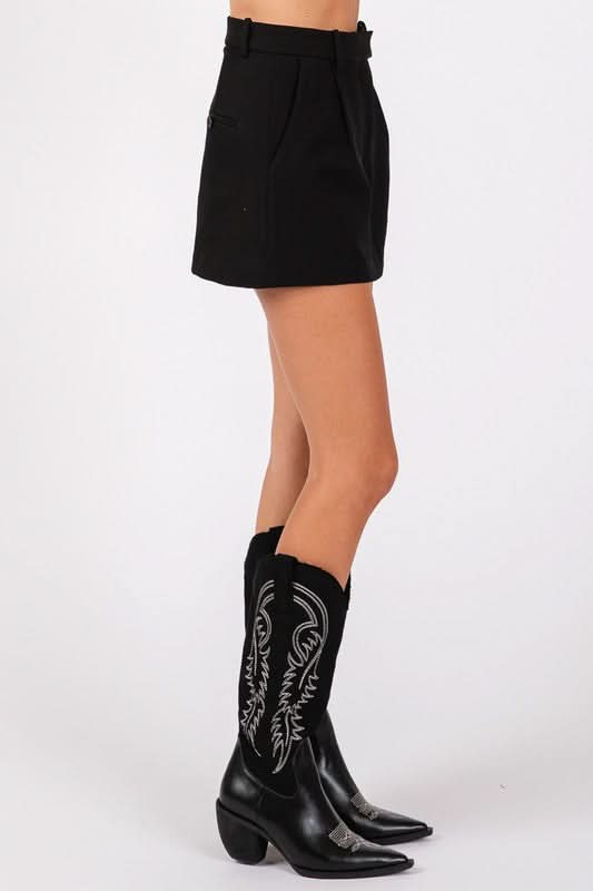 High Waisted Skort/Skirt-Black