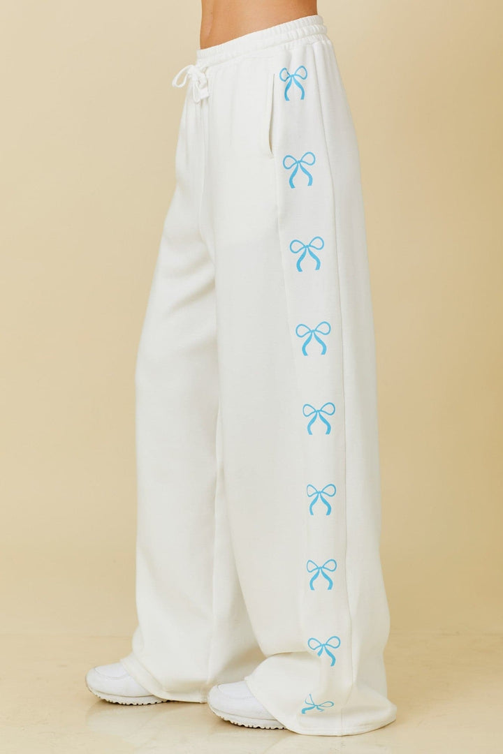 Coquette Ribbon Lounge Bottoms-White