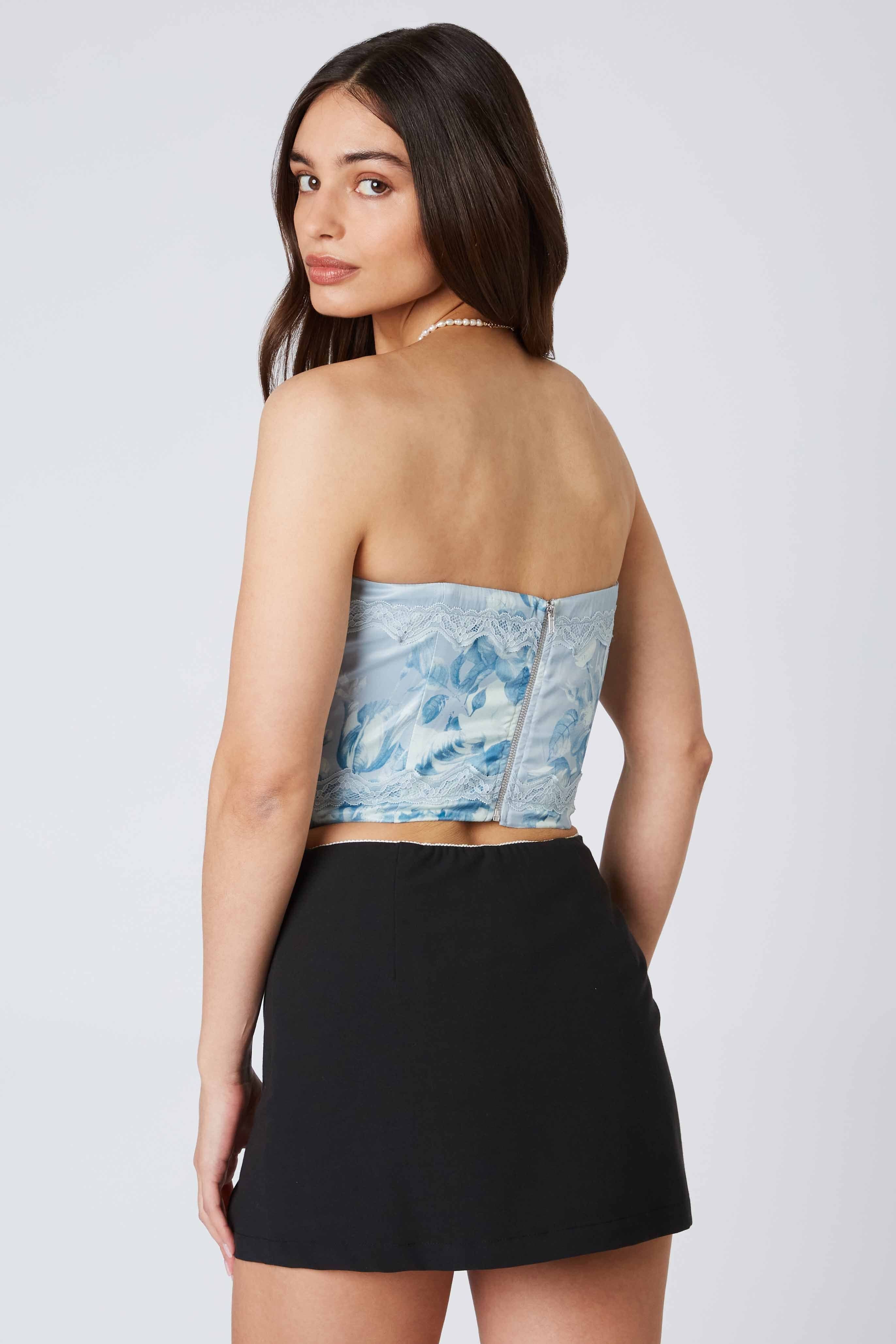 Satin Ribbon Corset Top-Slate Blue – Off The Wall Fashions