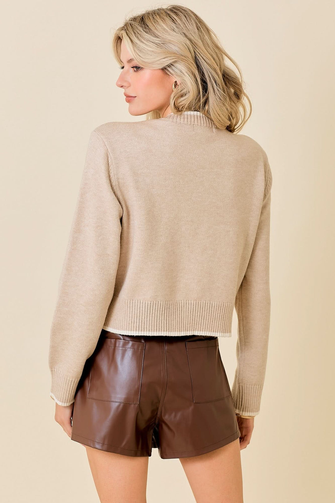 Gift Bow Sweater-Taupe