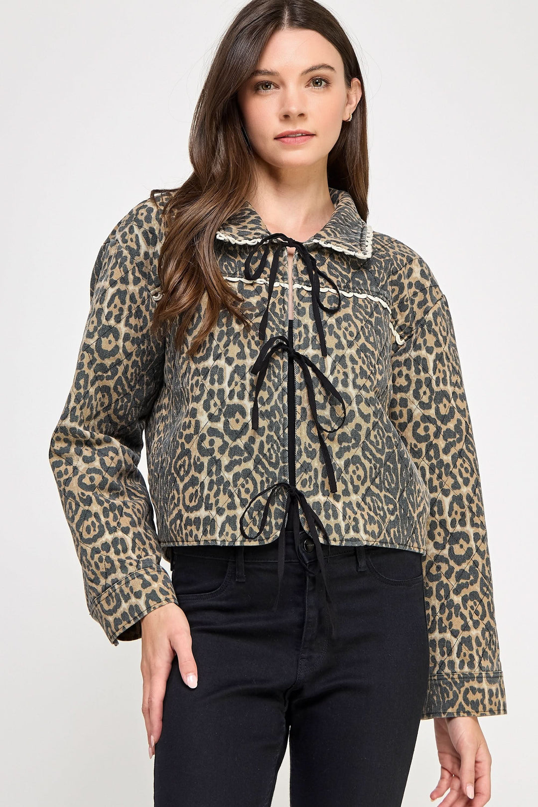 Quilted Leopard Jacket-Taupe