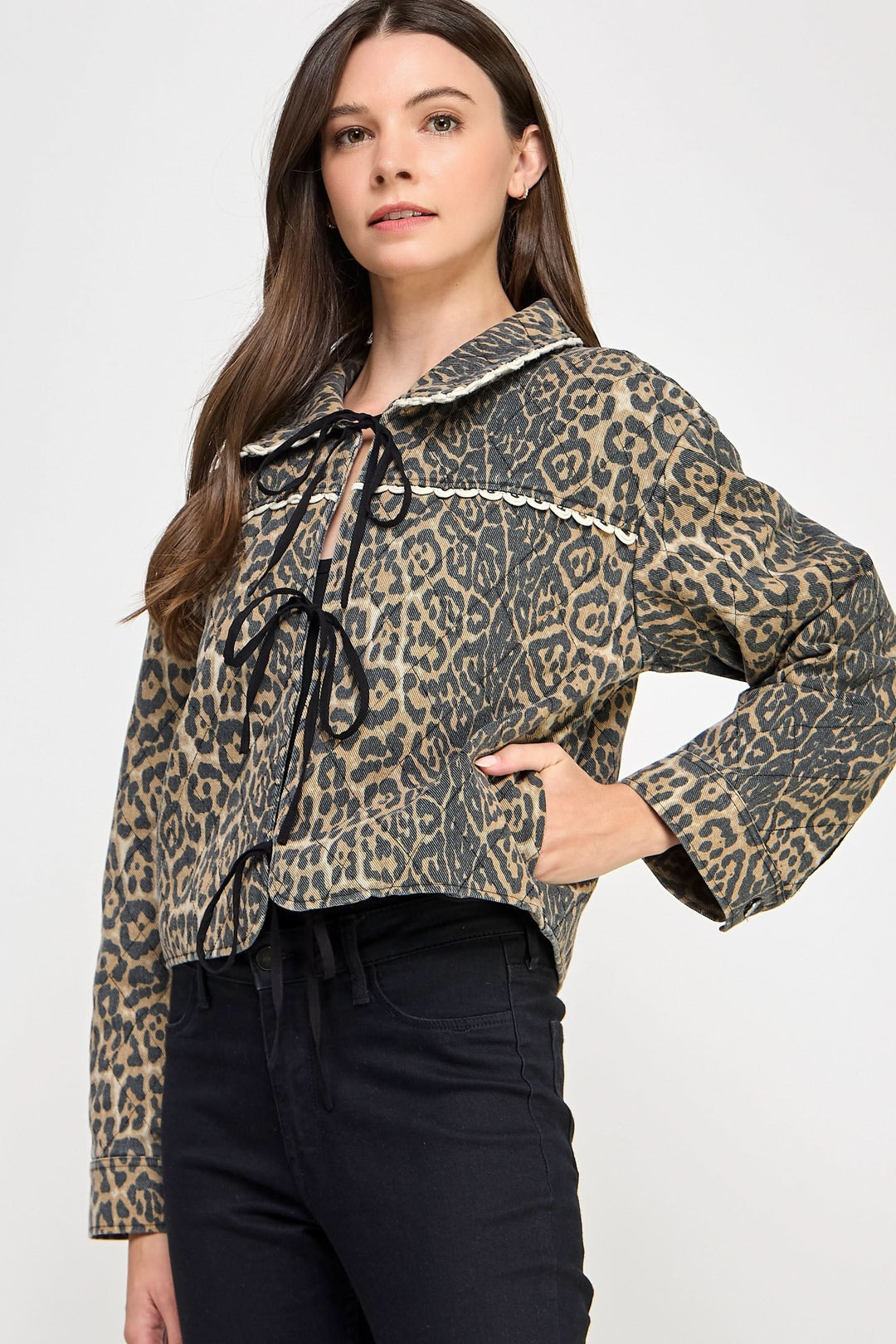 Quilted Leopard Jacket-Taupe