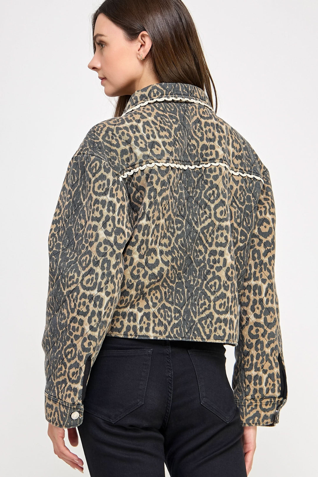 Quilted Leopard Jacket-Taupe