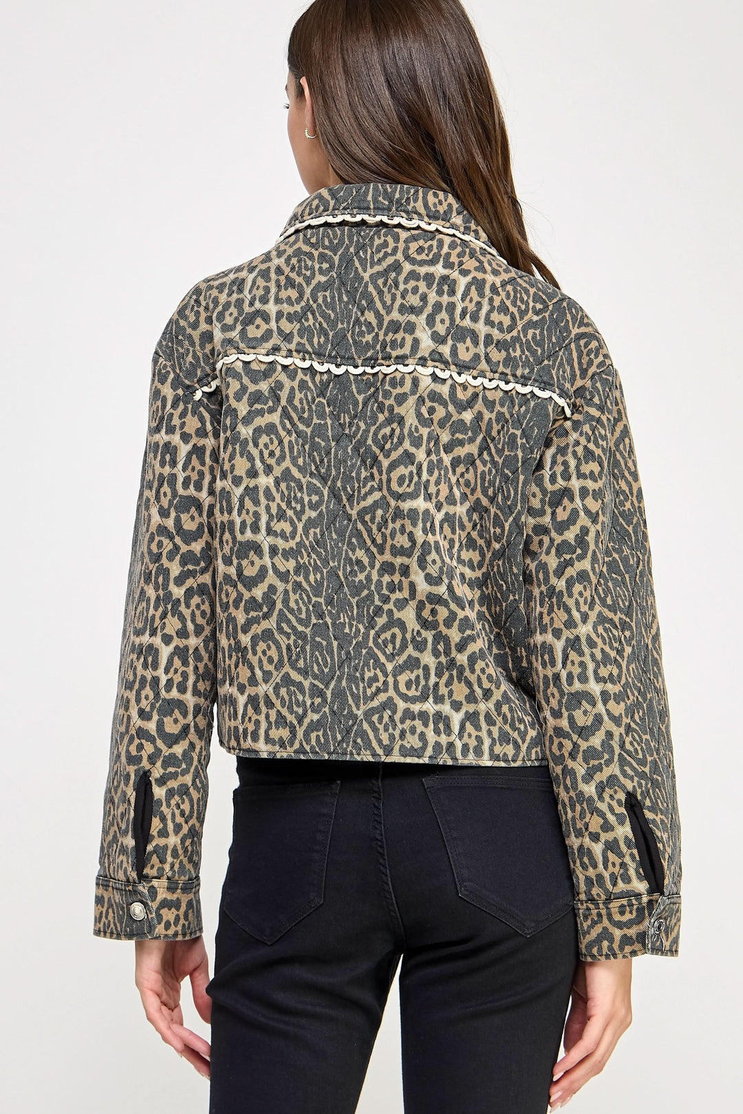 Quilted Leopard Jacket-Taupe