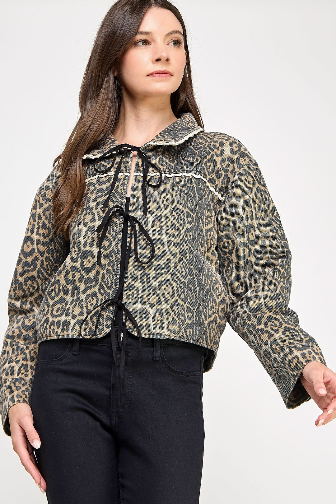 Quilted Leopard Jacket-Taupe