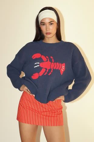 Lobster Knit Sweater-Navy