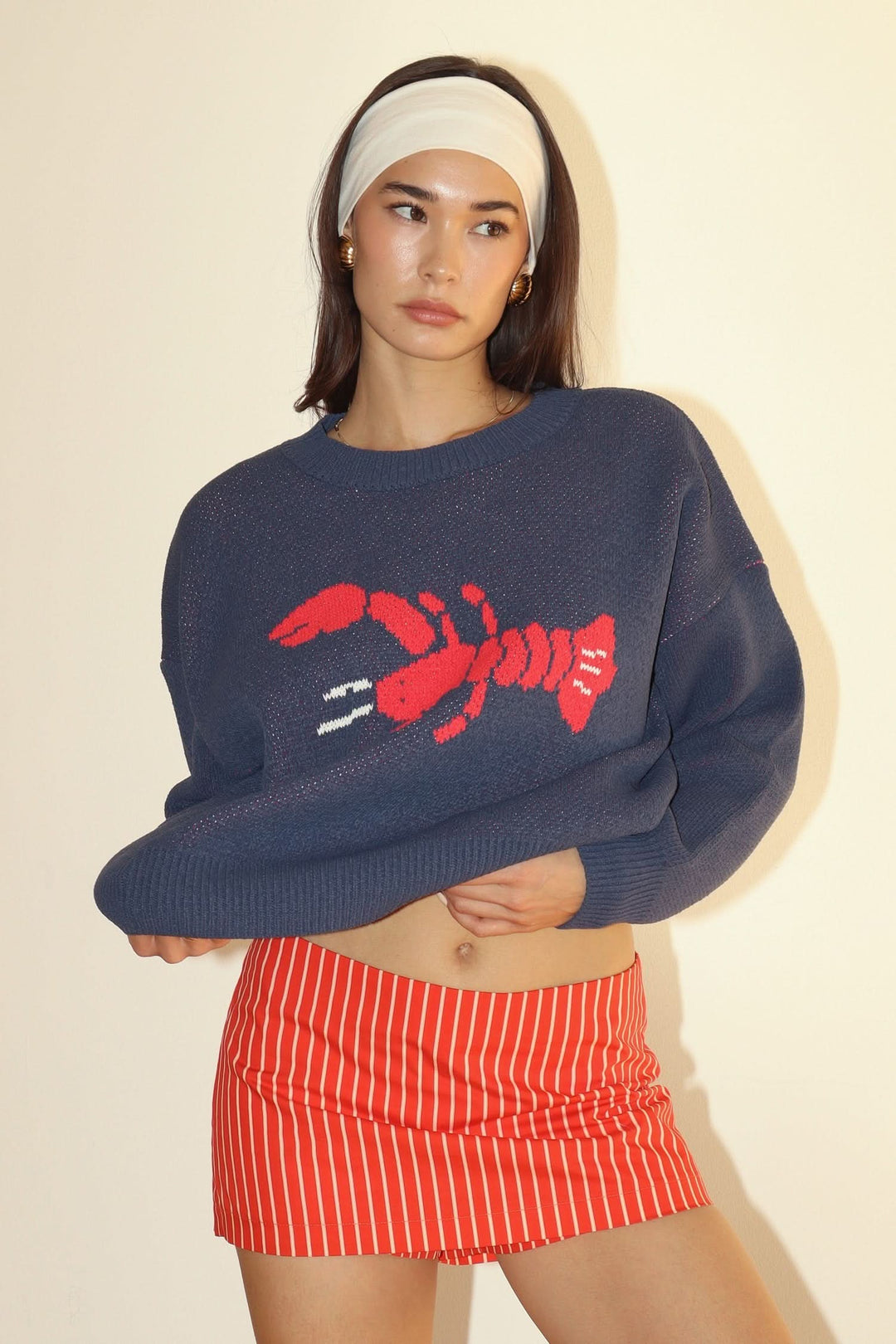 Lobster Knit Sweater-Navy