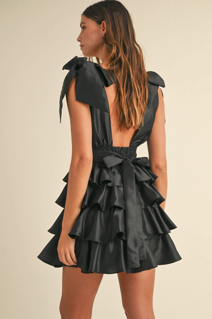 Ruffle Mini Dress-Black