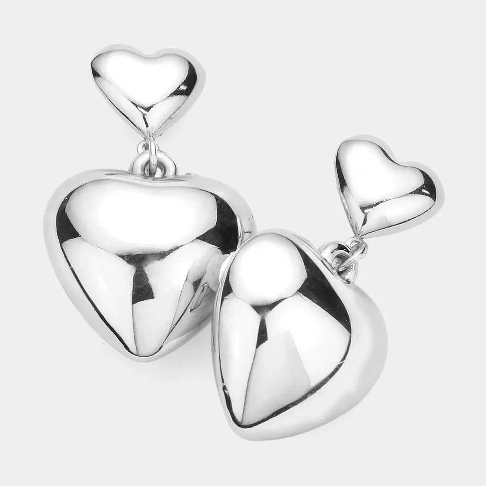 Silver Dipped Heart Earrings