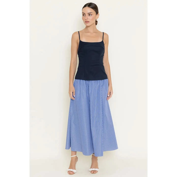 Striped Maxi Dress-Navy-RESTOCK