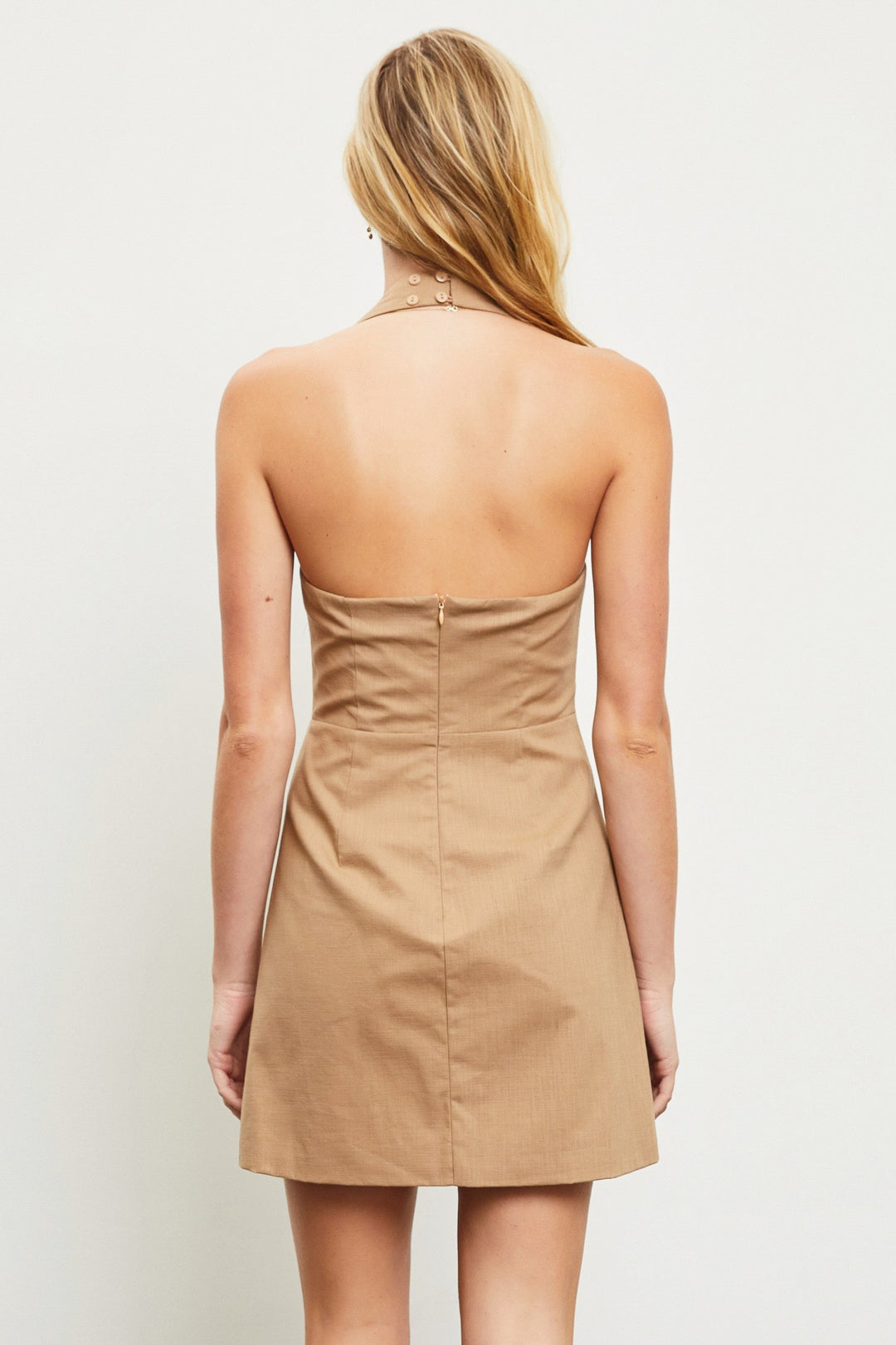 Halter Mini Dress-Dk. Taupe