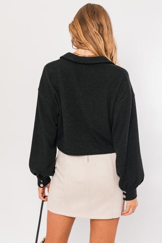 Cropped Shacket-Black