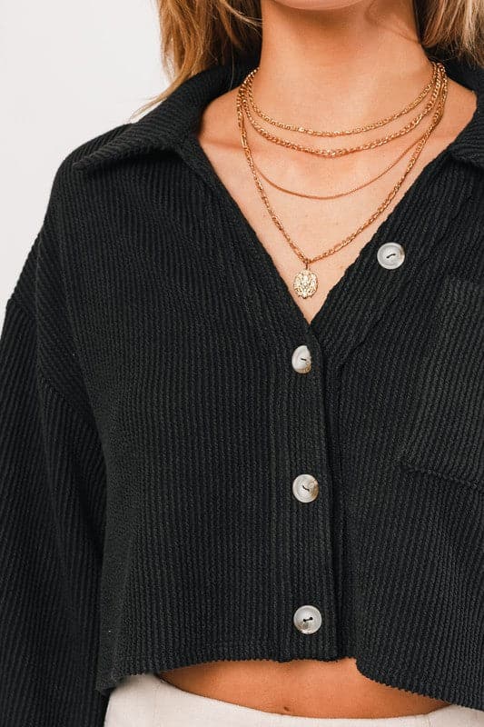 Cropped Shacket-Black
